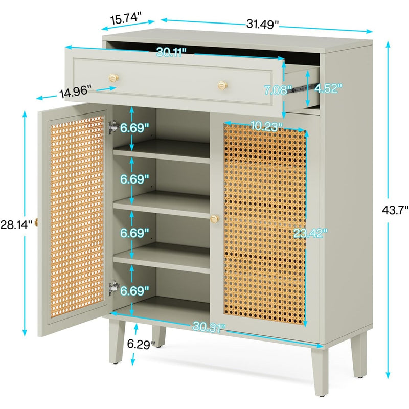 Tribesigns Storage Floor Cabinet w 2-Doors, 6-Shelf, 1-Drawer, Mint Green