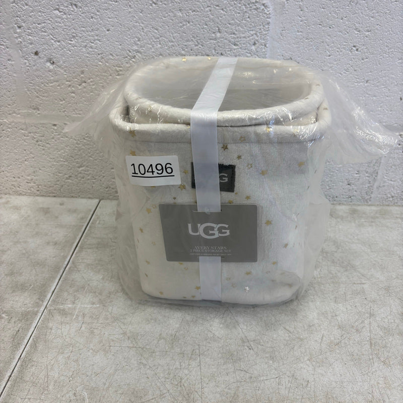 UGG Avery Stars 2-Piece Storage Square Bin & Round Waste Bin, Soft Fuzzy - White