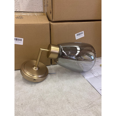 3-PACK Vcozar Glass Wall Lamp Round Base Modern Gold / Gray Wall Sconce, Smoked