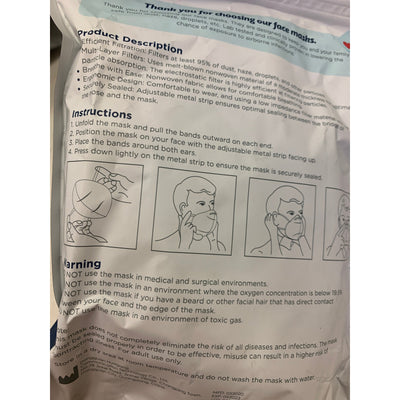 LOT-OF-160 KOLOSSUS Disposable Face Mask Sanding/Painting Respirator  KN95