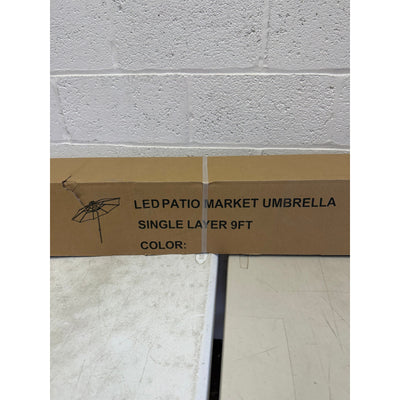 EliteShade LED Patio Market Umbrella (9ft wide), 3-Tier Ventilation - Navy Blue