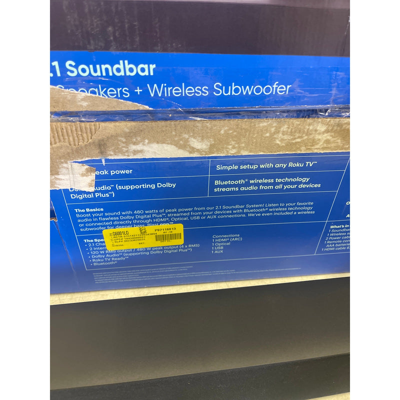 Onn. 32" 2.1 Soundbar with 2 Speakers & Wireless Subwoofer, Bluetooth, 480 Watt