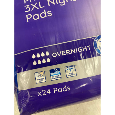Tena Proskin Women Overnight Pads 3XL 24Ct - Odor Control - Soft - Night Pads