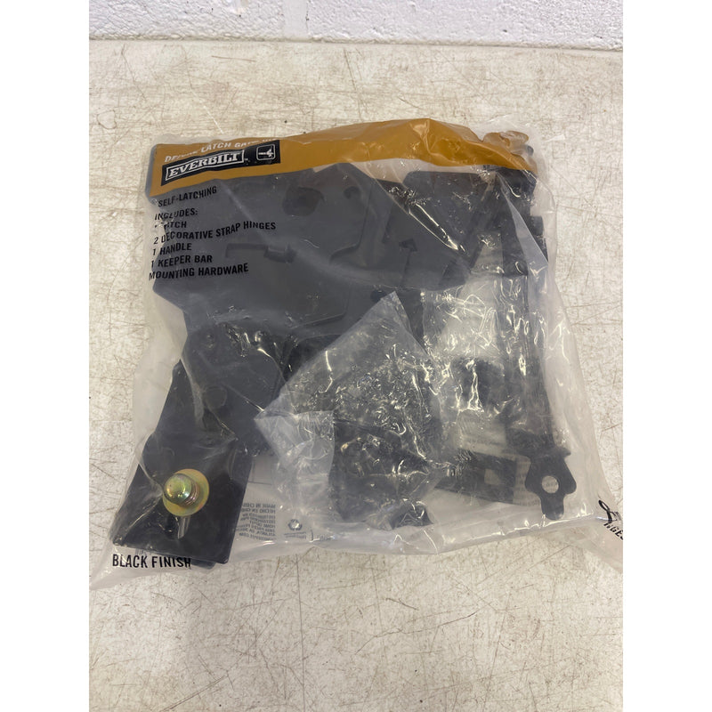 Everbilt Deluxe Self Latch Gate Set, Steel, Reversible Pin, Heavy Duty - Black