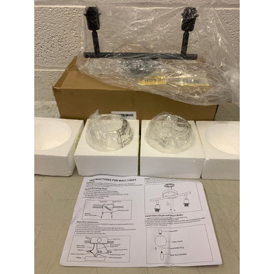 WINSHEN Black 2-Lights Wall Sconce Lighting with Seeded Glass Lampshades