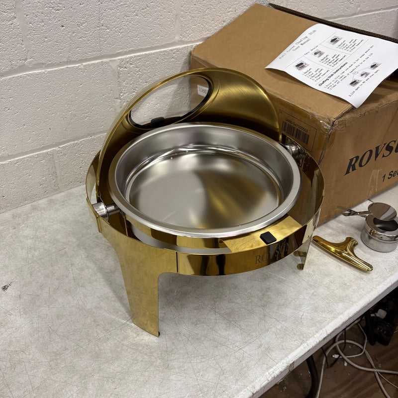 ROVSUN 6 QT Chafing Dishes for Buffet Roll Top Chafing Dish Stainless Steel Gold