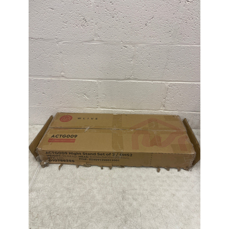 WLIVE Night Stand Set of 2 with Charger Station, Black, 2 Fabric Drawers