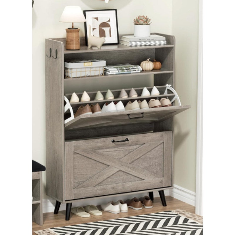 EOYUTLLY- Shoe Storage Cabinet for Entryway, Shoe Organizer with 2 Flip Drawers