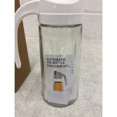 MEIZI Oil & Vinegar Dispenser 630 ml - Automatically Opens When Tilted - White