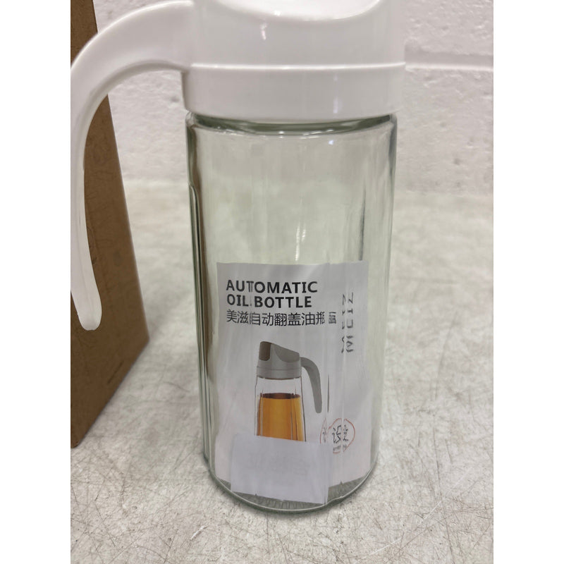 MEIZI Oil & Vinegar Dispenser 630 ml - Automatically Opens When Tilted - White
