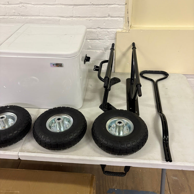 VINGLI 80QT Rolling Patio Cooler Wagon Portable Ice Chest w Bottle Opener, White