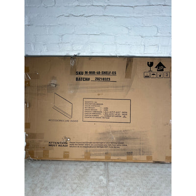 Gloria Rectangle Mirror with Shelf 47 in. W x 31 in. H, Black, Wood, Wall Mount