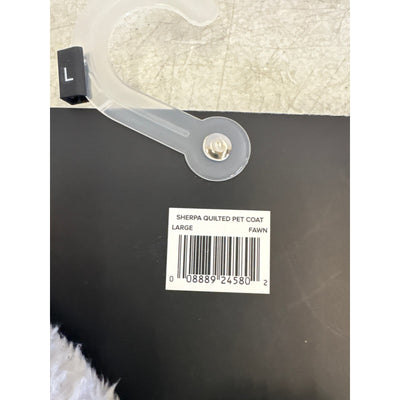 UGG Sherpa Quilted Pet Coat, Hook & Loop Straps, Soft & Cozy, Tan - Large Size