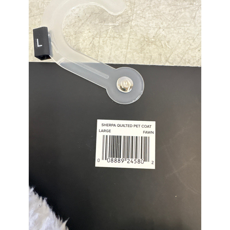 UGG Sherpa Quilted Pet Coat, Hook & Loop Straps, Soft & Cozy, Tan - Large Size