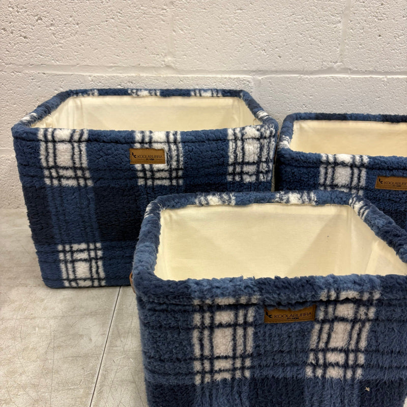 Koolaburra by Ugg 3 Piece Storage Set Soft Fuzzy Baskets Home Organization, Blue