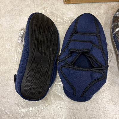 LOT-OF-24 Men's Adjustable Strap Slippers LARGE, Memory Foam, Rubber Bottom Blue