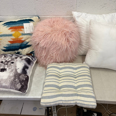 Assortment of 7 Pillows, Square Throw Pillows & Rectangular Body Pillow