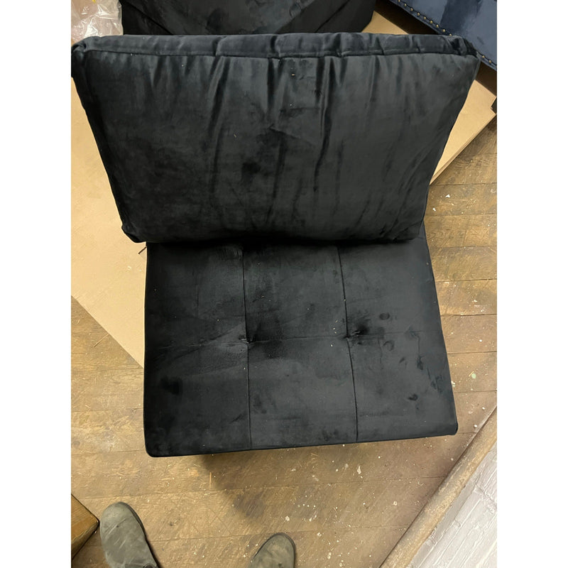 26 x 26 x 17" Chair with Storage, Seat/Ottoman Velvet Soft, Living Room - Black