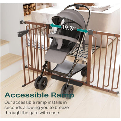 Cumbor 29.7-57" Wide Baby Gate Self Closing Dog Gate Pressure Mounted - Brown