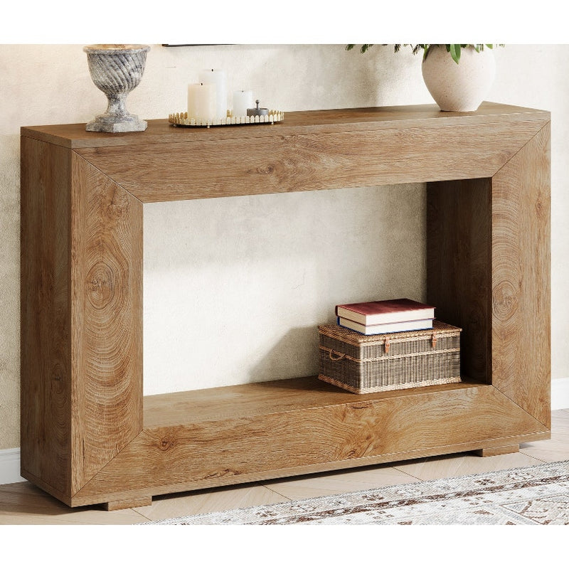 Tribesigns Farmhouse Console Table, 47" Wood Entryway Table with Storage Brown