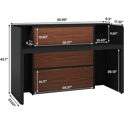Tribesigns Modern 63" Reception Desk Large Counter Table Front Desk w LED Lights
