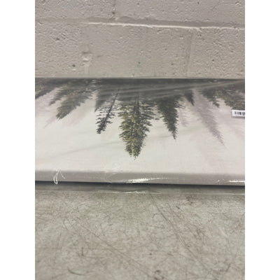 Canvas Art Wall Mounted Forest Trees Nature 24" x 16" Green & White