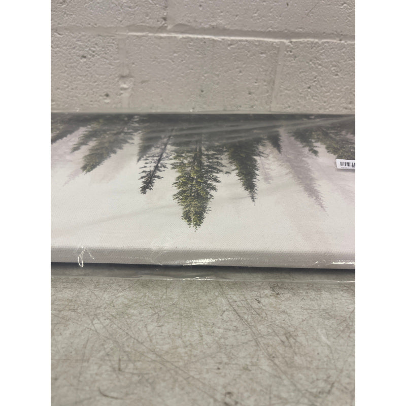 Canvas Art Wall Mounted Forest Trees Nature 24" x 16" Green & White