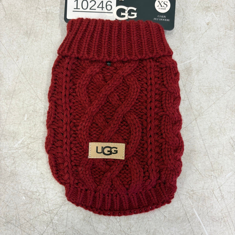 UGG Pet-Classic Cable Knit Dog Sweater Size Xtra Small 6-8" Collar - Red