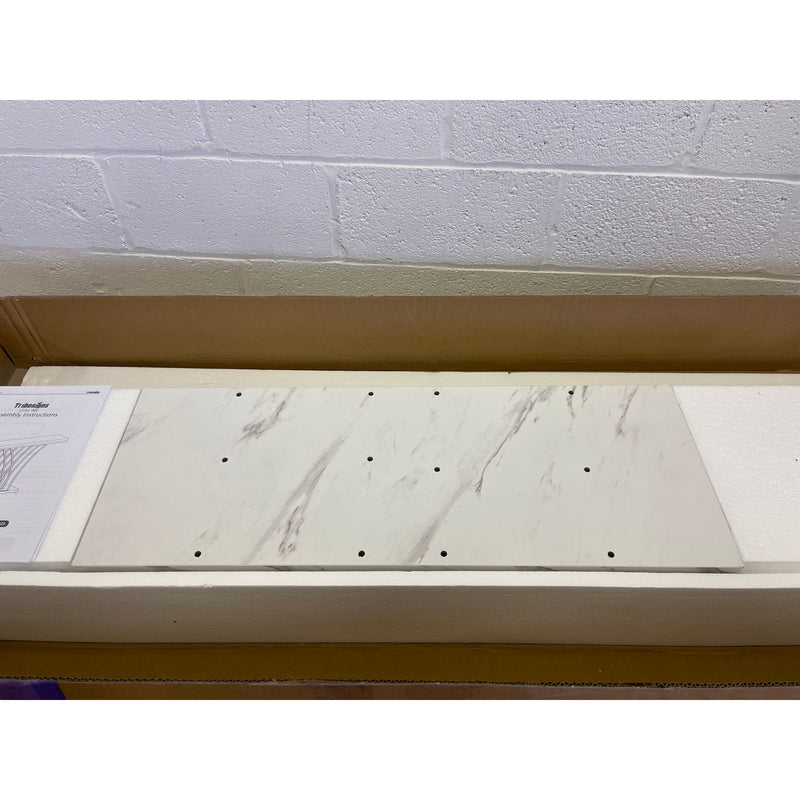 Tribesigns 59 " Faux Marble Console Table with Geometric Metal Base White & Gold