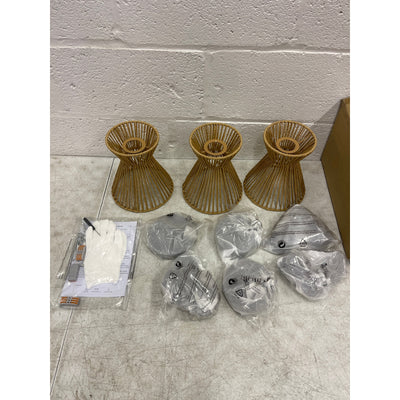 Hummingbird Woven Pendant Light, 7”Hanging Lamp Adjustable Pack of 3 - Tan