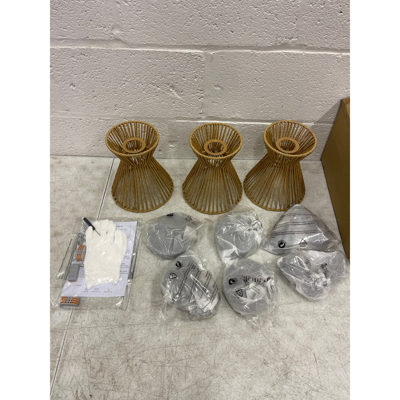 Hummingbird Woven Pendant Light, 7”Hanging Lamp Adjustable Pack of 3 - Tan