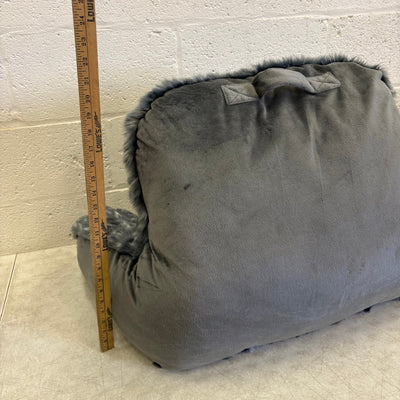 Faux Fur Plush Backrest Pillow, 35"W x 20"H, Reading Pillow Soft - Gray w Spots