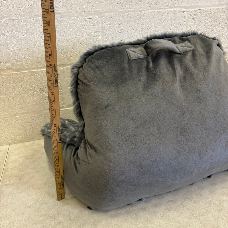 Faux Fur Plush Backrest Pillow, 35"W x 20"H, Reading Pillow Soft - Gray w Spots