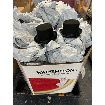 Pallet of 200+ Felt Top Hats for Magician, Derby, Costume Victorian Ringmaster, Black, NEW