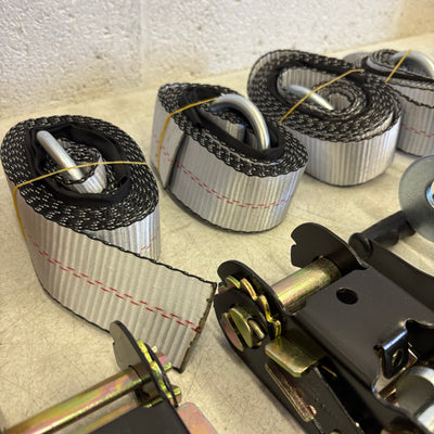 Waltyotur 4 Pcs Auto Lanyard Ratchet Straps 2 x 96 Gray / Black 3300 LB CAP