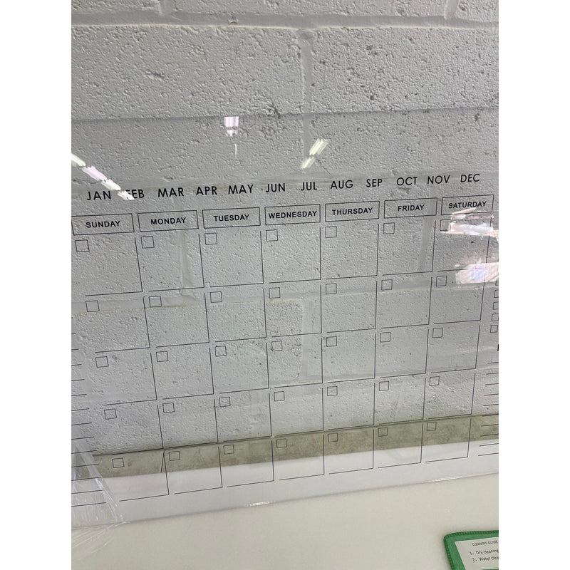 Month / Year Calendar Glass Dry-Erase Board 40" x 26" Wall-Mount with Markers