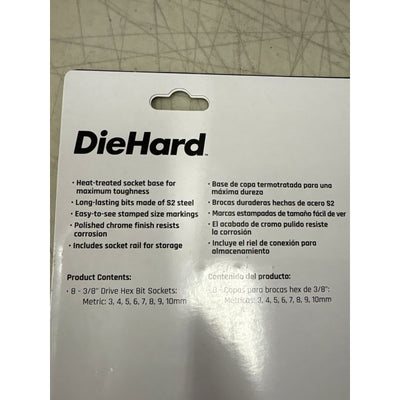 DieHard 3/8" Drive Long Ball-end Hex Bit Socket Set, Metric, 8-Piece - DHP55091