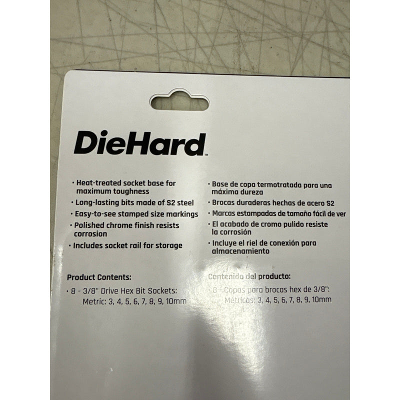 DieHard 3/8" Drive Long Ball-end Hex Bit Socket Set, Metric, 8-Piece - DHP55091