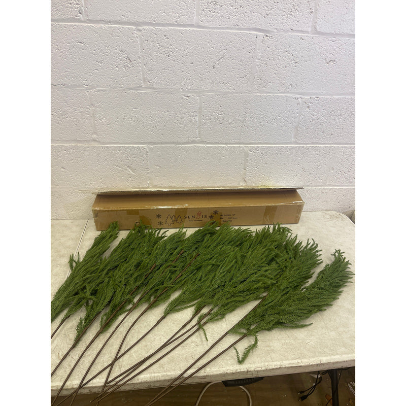 Senjie 36" Norfolk Pine Stems Real Touch Artificial Christmas Branches 12 Pcs