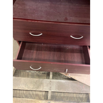 Upright Wooden Storage Cabinet with 2 Drawers 72" x 20" x 32" Red Wood Finish
