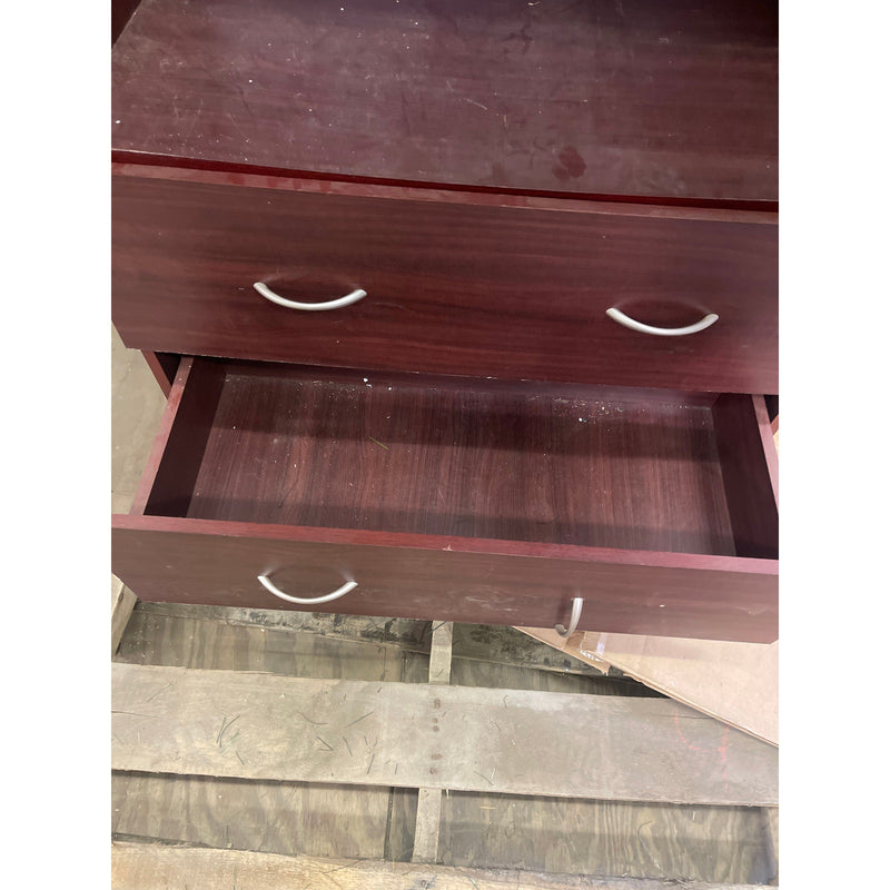 Upright Wooden Storage Cabinet with 2 Drawers 72" x 20" x 32" Red Wood Finish