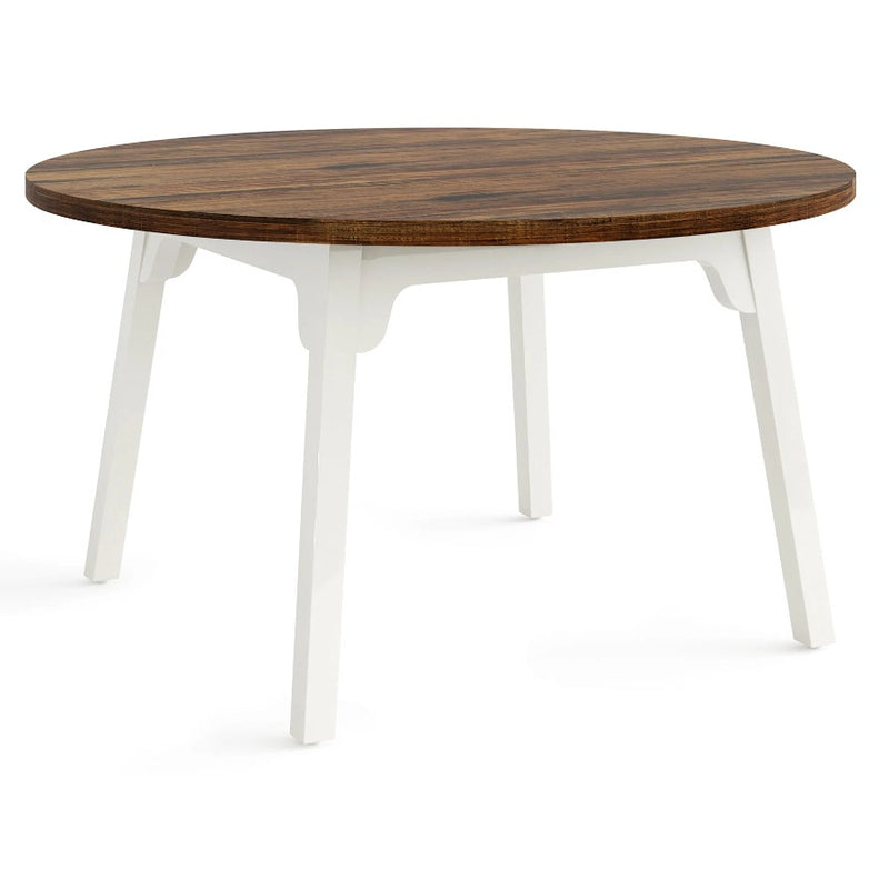 Tribesigns 47" Dining Table, Round Farmhouse Kitchen Table for 4-6 Brown / White