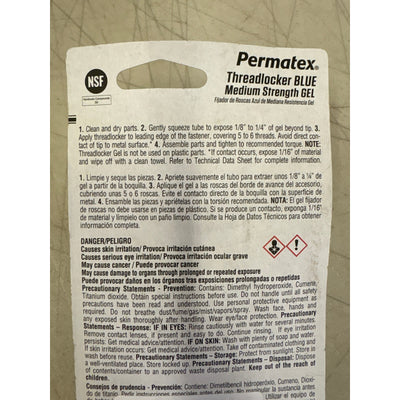 Permatex Blue Gel Threadlocker: Medium Strength, Locks & Seals, 35g - Car, Auto