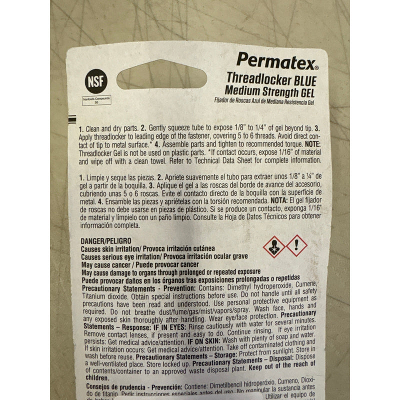 Permatex Blue Gel Threadlocker: Medium Strength, Locks & Seals, 35g - Car, Auto