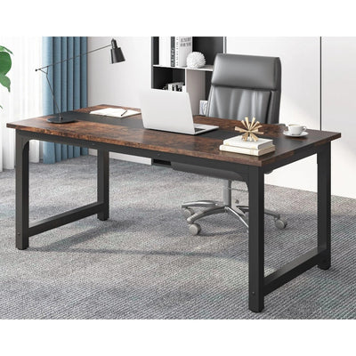 Tribesigns Large Comuter Desk, Conference Table, Rectangular Meeting Table Brown