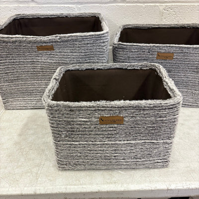 Koolaburra by Ugg 3 Piece Storage Set Soft Fuzzy Baskets Home Organization, Gray