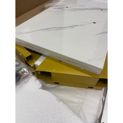 Tribesigns 43" Console Table, Entryway Hallway Table White Top, Gold V Frame