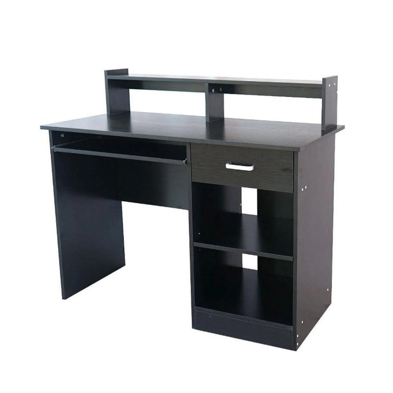 FCH Computer Desk, Multifunctional Workstation Drawers Keyboard Tray Hutch Black