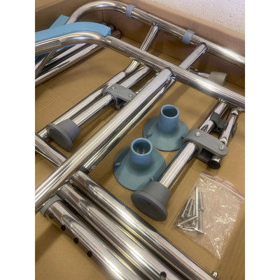 Toilet Safety Rail w Foot Rest Height Adjustable 400LB Steel Foldable & Portable