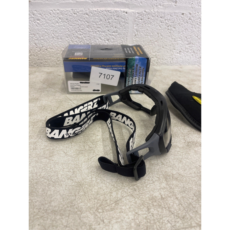 Bangerz Sports Eye Protection HS-Elite PERMANENT AntiFog Black Frame, Clear Lens